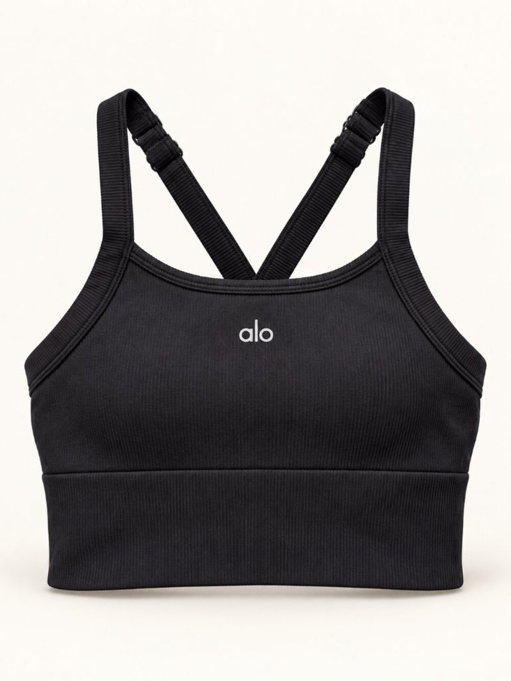 Alo Yoga Seamless Ribbed Favorite Sports Bra Tank Top Black Small
